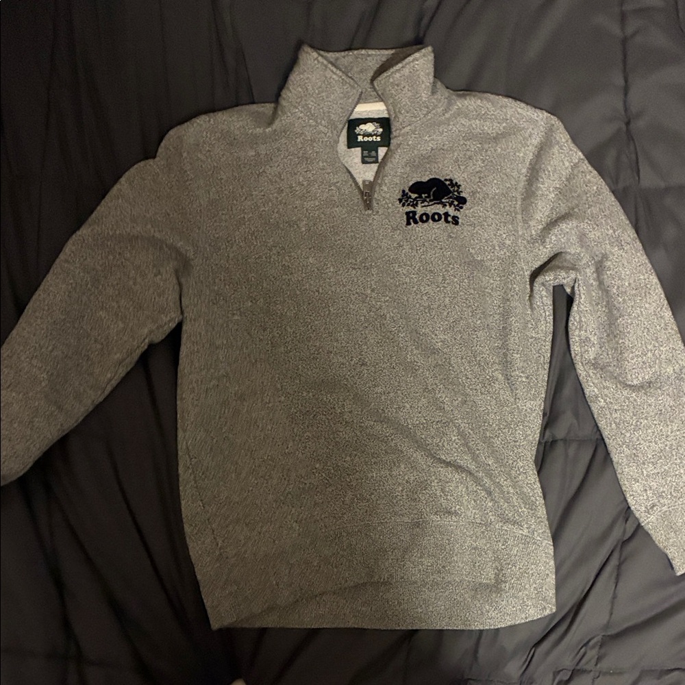 Roots Men's Heather Gray Zip-Up Sweater